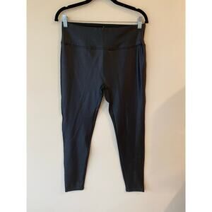 SANTINY Leggings Women's Large Leather Look Shiny Black High Waist Compression